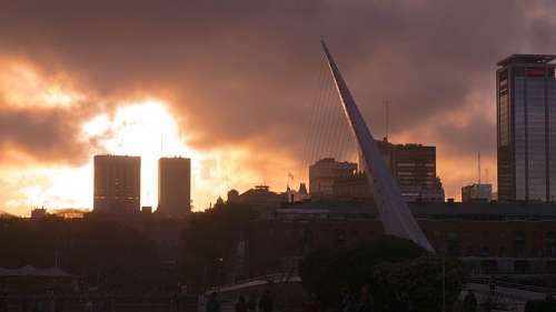 Bridge of the Woman (Puente De La Mujer) at sunset, Buenos Aires, Argentina