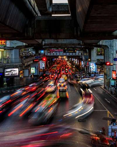 Avenue with rush hour traffic in Thailand