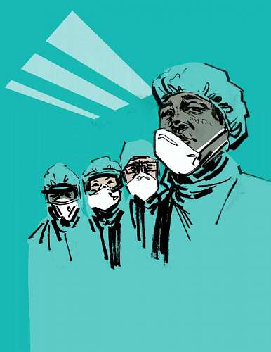 illustration of healthcare personnel prepared to face the virus