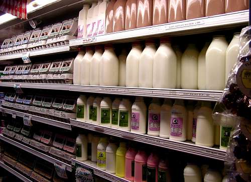 gondola Milk at supermarket