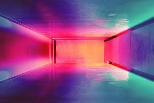 Empty room with colored lights
