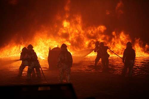 headwear Firefighters in a fire