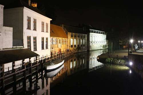 netherlands Night view in the city of Bruges, Netherlands
