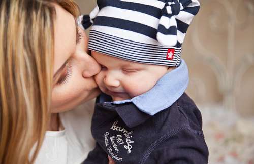 kissing-forehead Sincere love of mother and son