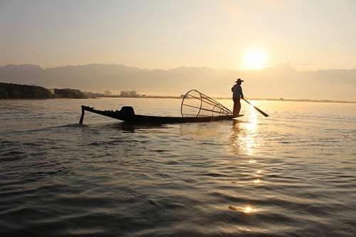 myanmar Fisherman at Myanmar lake