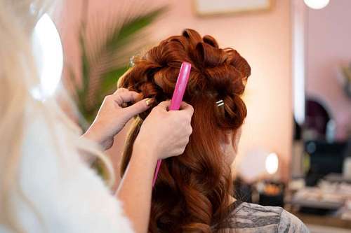 redhead redhead woman being combed