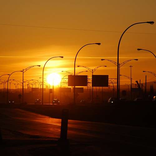 early-morning Sunset at freeway