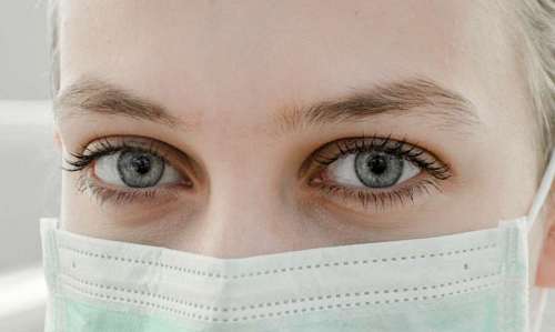 beautiful eyes woman with chinstrap