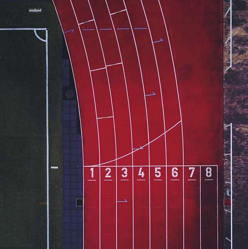aerial view of an empty running track