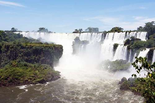viewpoint San Martin Island and Iguazu Falls on background