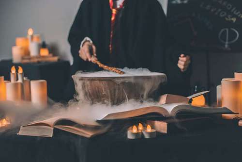 ritual person performing magic ritual