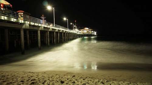 Night view of a dock