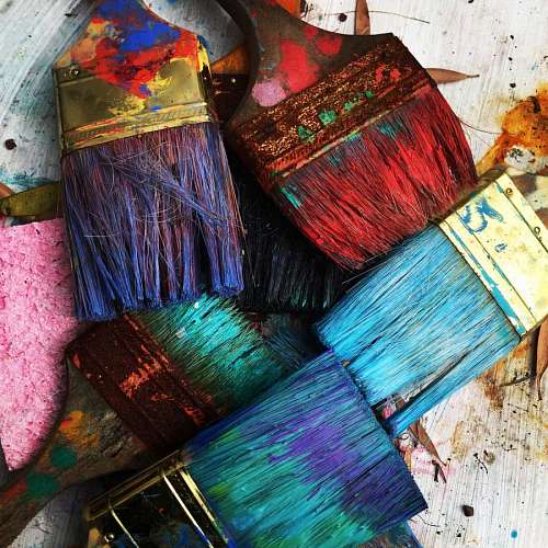 Brushes with colored paints