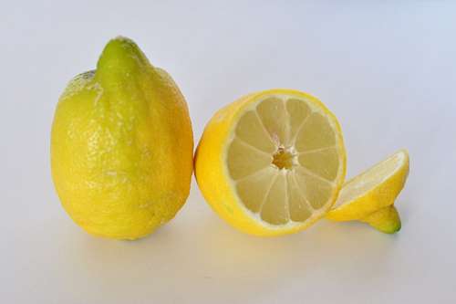 lemon, fruit, cut, half yellow, two fruits, white 