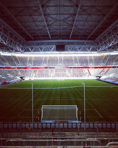 Soccer stadium at night