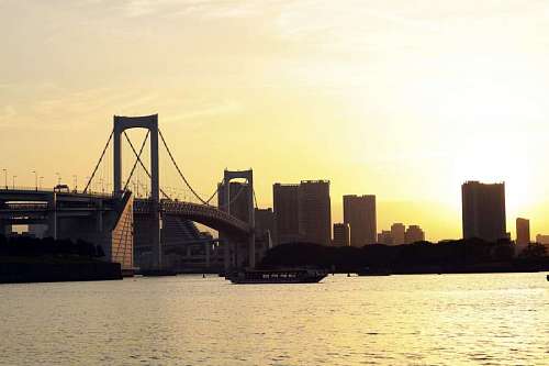 tokyo Sunset in the most famous bridge in Tokyo.