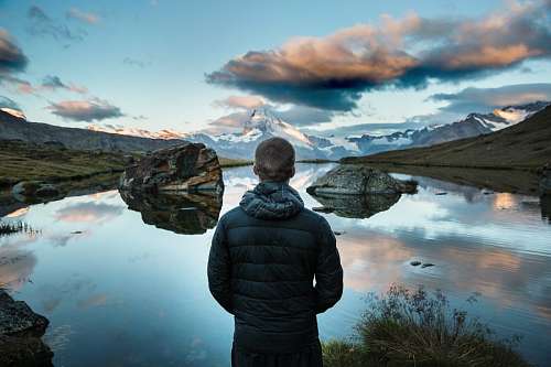 camper Man watching the skyline
