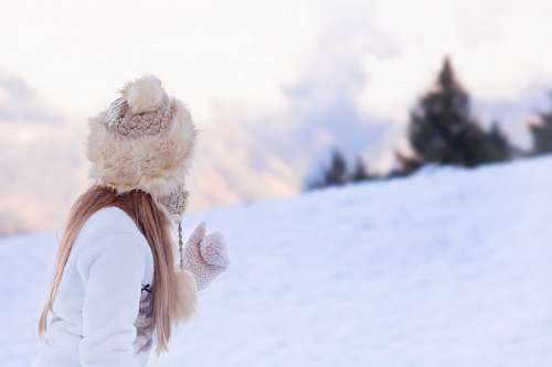 wool Girl at winter outdoors