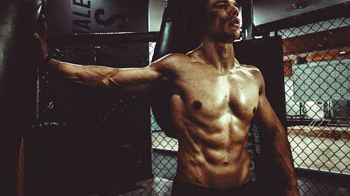 stretch-mark Young man at gym 