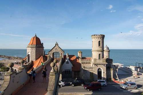 atlantic El torreon del Monje, building on the waterfront of Mar del Plata, Argentina