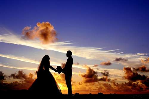 newlywed Newlyweds in the evening