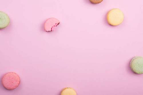 Macaron on pastel pink background