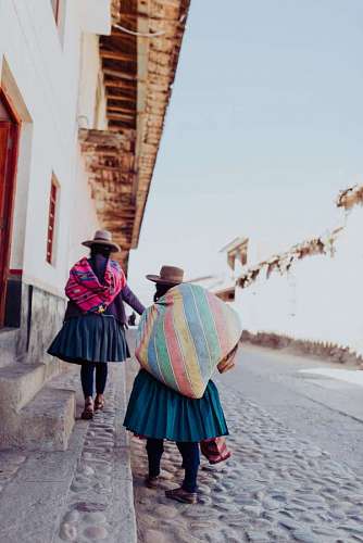 indigenous Two women walking in the streets of Cusco, Peru