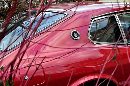 auto, red, old, car, truck, glass, reflection, old