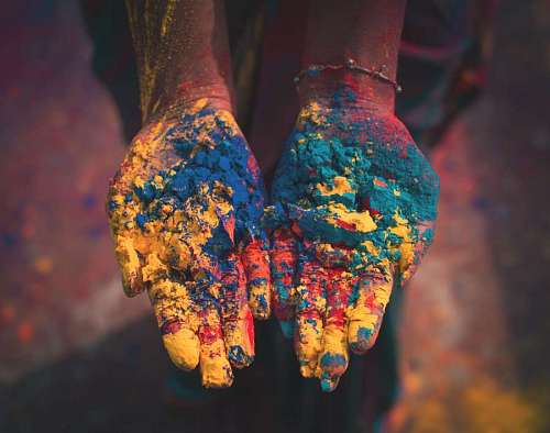 india Hands with many colours