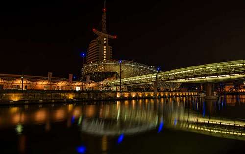 Bremerhaven city in Germany at night