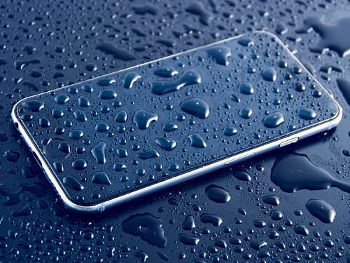 Smartphone with water drops