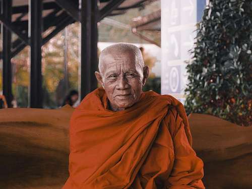 buddhist Portrait of an elderly Buddhist monk