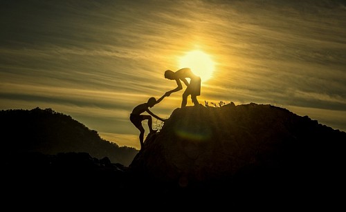 hiker Challenging to the height
