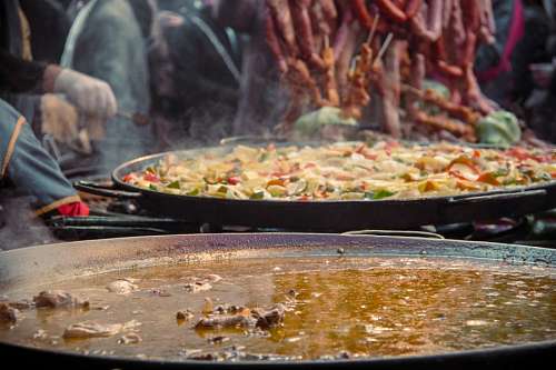 boys cook, food, europe, european gourmet paella pot st