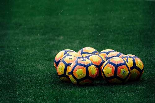  Balls on soccer field