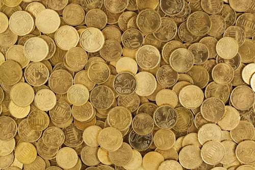 close-up of euros and cents