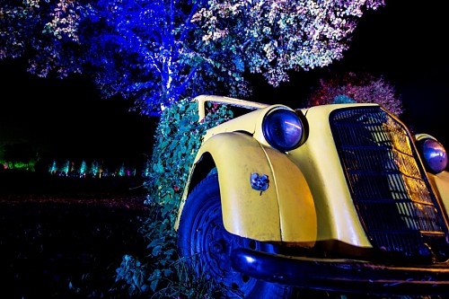 Antique car in autumn for wallpaper