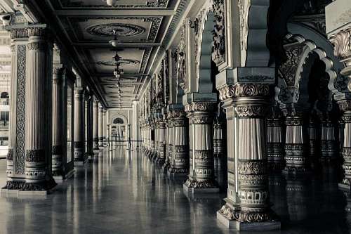 palace interior of a palace with numerous columns