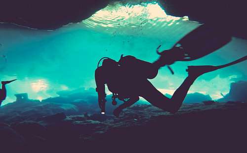 scuba-diving Silhouette of a person diving