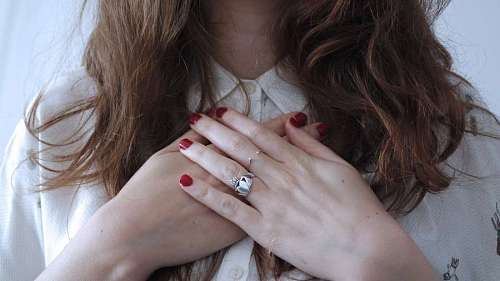 chest-torso Woman with hands on the heart