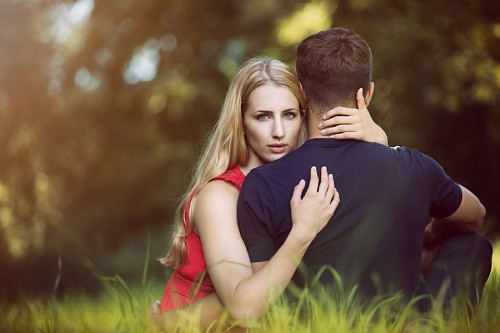 feelings Couple of lovers together in a hug