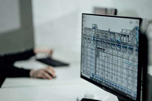 architectural-feature Architect developing blueprints on the computer