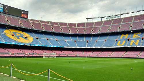 row Camp Nou Stadium in Barcelona, Spain