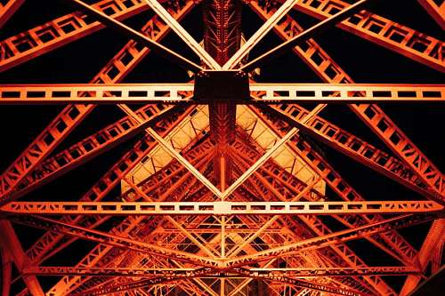  steel girders in a black studio  background 