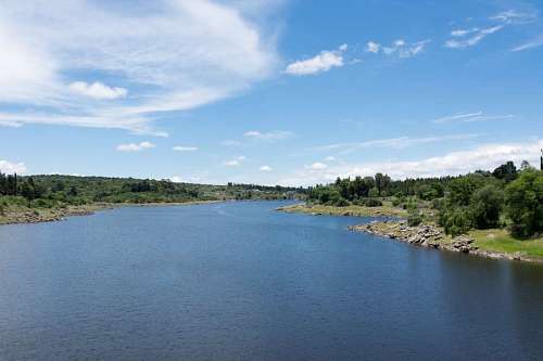 wide-angle  Mountain River Landscape in Cordoba, Argentina