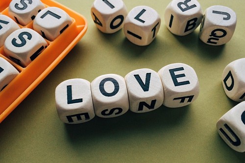 dice Love word formed by dice