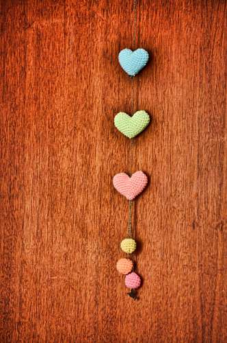 woven-fabric  Woven ornament with colorful hearts