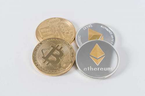 Bitcoin and Ethereum coins