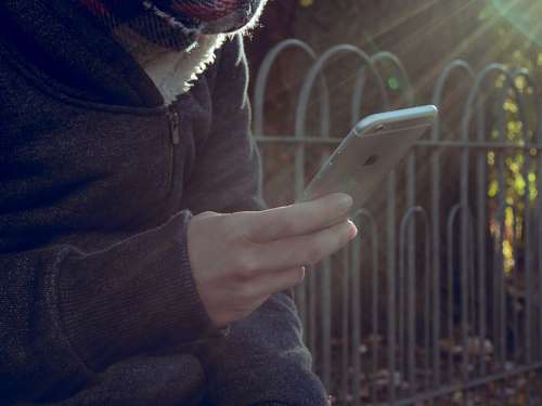Man using smartphone