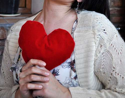 Woman holding heart on Valentine's Day